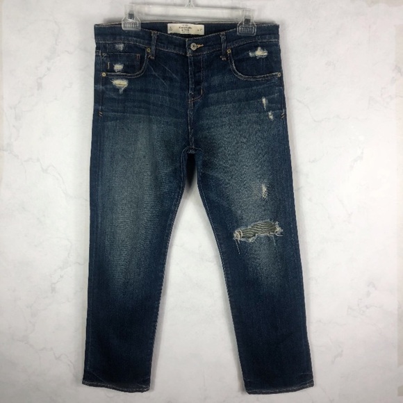 [A&F] Classic Distressed Boyfriend Capri Jeans - Picture 1 of 3